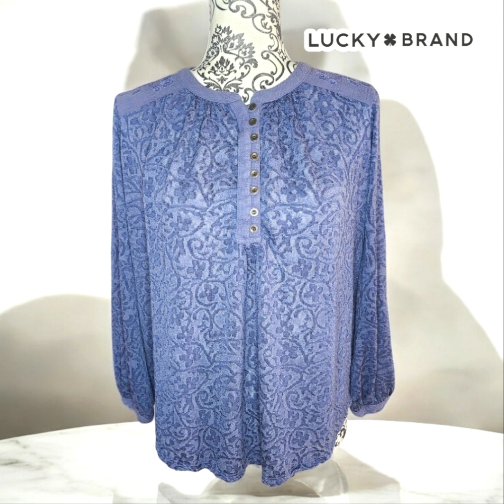 LUCKY BRAND Blue Floral Hi Lo Tunic- Small